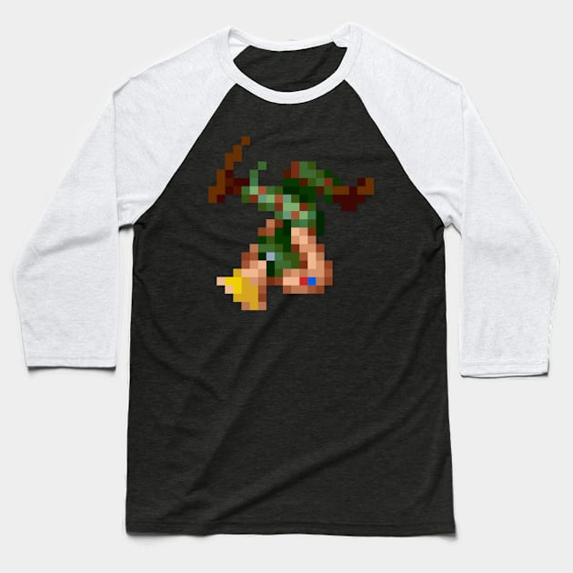 Guile low-res pixelart Baseball T-Shirt by JinnPixel